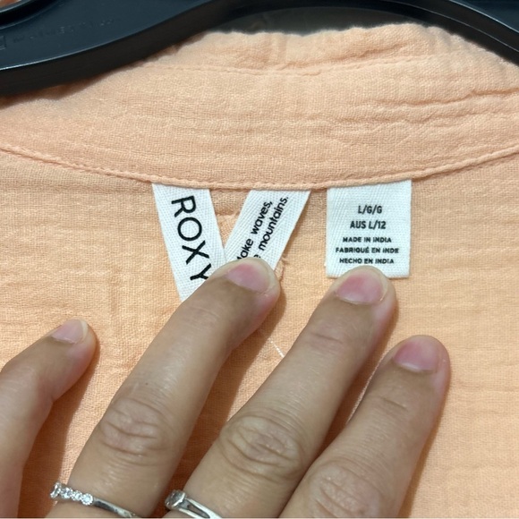 Roxy Women's Morning Time Gauze Linen Pink Button-Up Shirt Sz Large - Picture 12 of 12